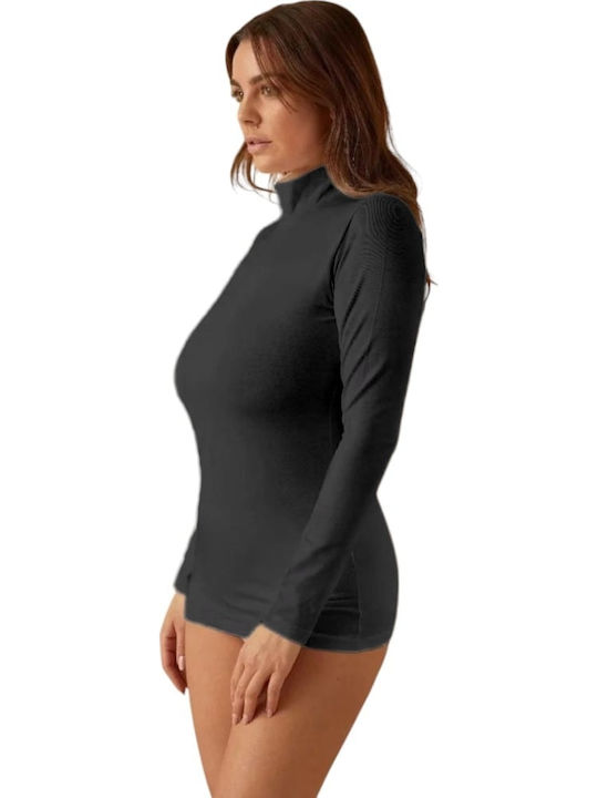 Women's Long Sleeve Turtleneck T-Shirt Grey-anthracite
