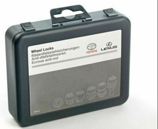 Toyota Set Original 4 Bolțuri de Securitate Versiune Lungă Cheie Toyota Hilux 05'-24'/RAV4 05'/Avensis 06'/Corolla 01' Pw45600001