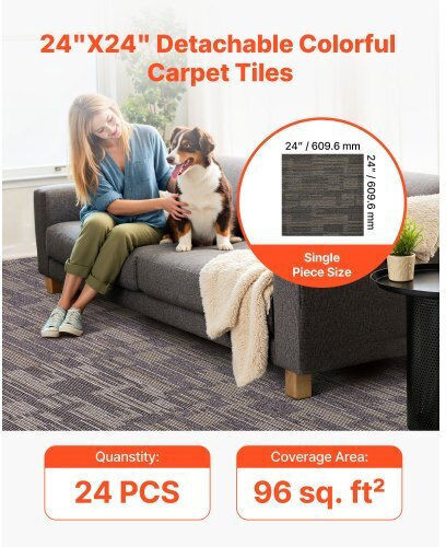Vevor Set Plastic Floor with 24 Tiles 6mm L61cmxW61cm Gray