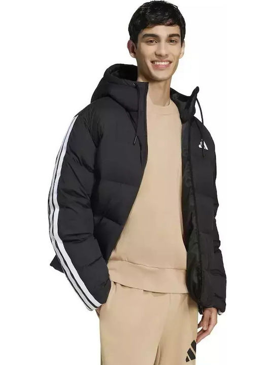 Essentials 3 Stripes Geacă Puffer Waterproof Neagră