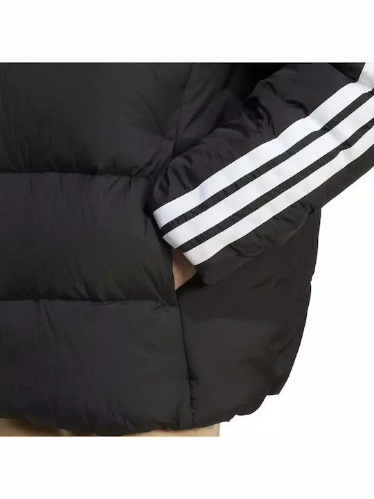 Essentials 3 Stripes Geacă Puffer Waterproof Neagră