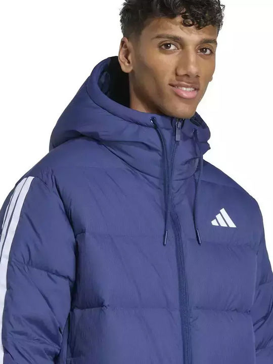 Essentials 3 Stripes Jacke Puffer Wasserdicht Blue