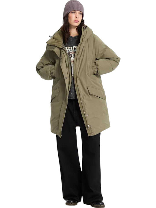 Sleepi Women's Parka Jacket for Winter with Hood Khaki