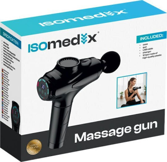 Isomedix Gun Massage for the Neck, the Back, the Legs, the Body & the Hands with Vibration and Heating Function Black