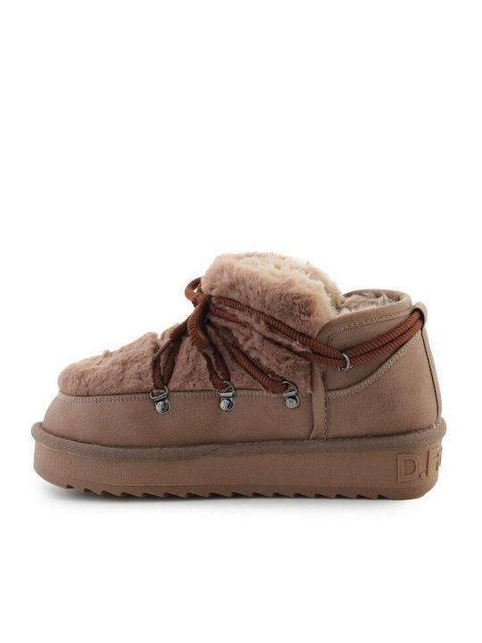 Nordic Trk Women's Ankle Boots with Fur Brown