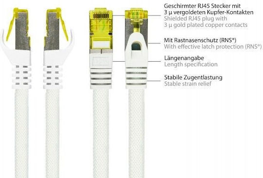 Python S/FTP Cat.7 (10Gbps) Καλώδιο Δικτύου Ethernet 3m Λευκό