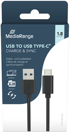 MediaRange USB 3.0 Cable USB-C male - USB-A Black 1.8m (MRCS182)