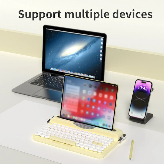 Ajazz AF84 Wireless Bluetooth Keyboard Only for Tablet English US White Gray