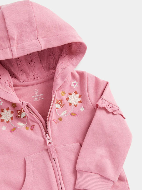 Kids Sweatshirt Cardigan with Hood Pink
