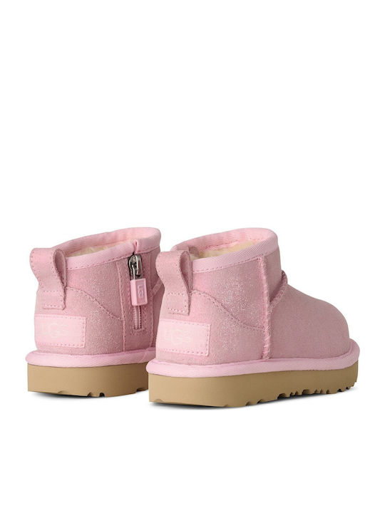 Classic Ultra Mini Ghete Copii din Suede cu Fermuar Roz