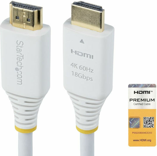 StarTech HDMI 2.0 Премиум Високоскоростен 4K 60Hz HDR Кабел HDMI Мъжки - HDMI Мъжки 3м Бял