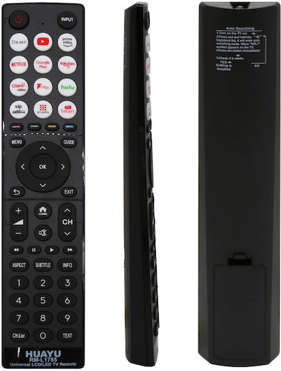 Huayu Universal Τηλεχειριστήριο RM-L1755 για Τηλεοράσεις , Daewoo , Grundig , Haier , Hitachi , JVC , Panasonic , Philips , Pioneer , Sharp , TCL , Thomson , Toshiba , Hisense και Blaupunkt