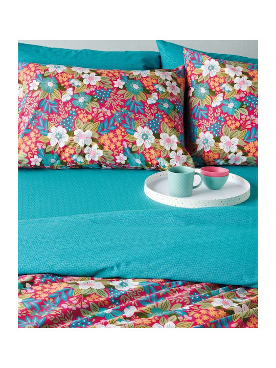 Kentia Duvet Cover Set Cotton Single with Pillowcase 165x245 Versus Multicolored