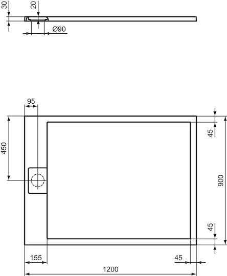 Ideal Standard Ultra Flat S I Life Rechteckig Künstlicher Stein Dusche x90cm Beige