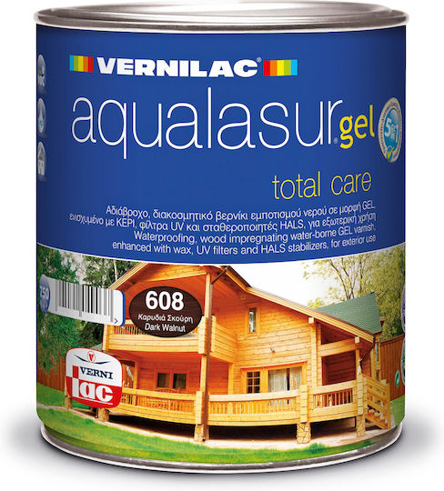 Vernilac Aqualasur Gel Βερνίκι Εμποτισμού 608 Καρυδιά Σκούρα Σατινέ 750ml