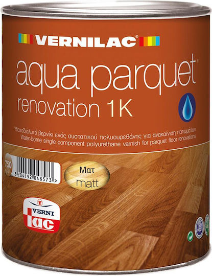 Vernilac Aqua Parquet Varnish 1K Βερνίκι Επιφάνειας Πολυουρεθάνης Νερού Άχρωμο Ματ 750ml