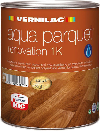 Vernilac Aqua Parquet Varnish 1K Βερνίκι Επιφάνειας Πολυουρεθάνης Νερού Άχρωμο Σατινέ 750ml