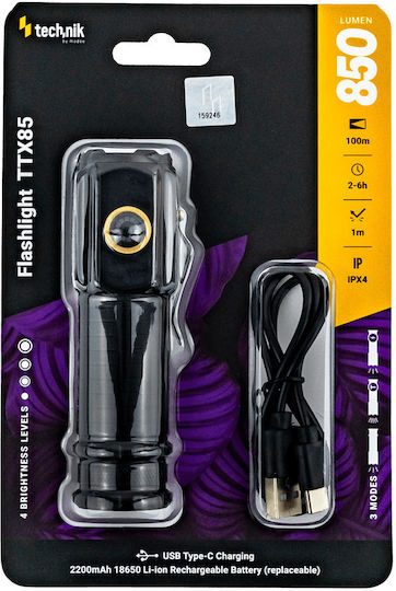 Technik Rechargeable Flashlight LED with Maximum Brightness 850lm
