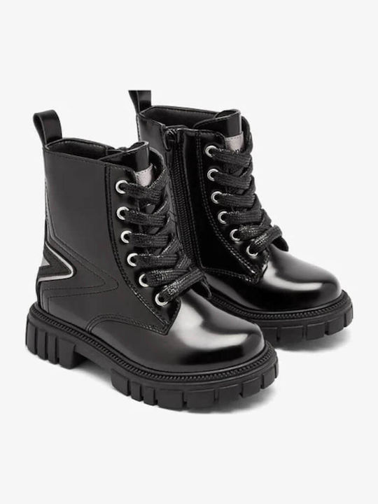 Kinderstiefel aus Lackleder mit Reißverschluss Schwarz