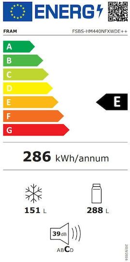 Fram Хладилник Гардероб 437лт В177xШ90xД59см. Inox FSBS-HM440NFXWDE++