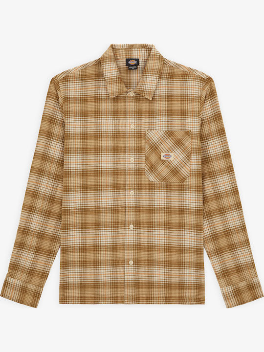 Long-sleeved Shirt Checked Wood Ash