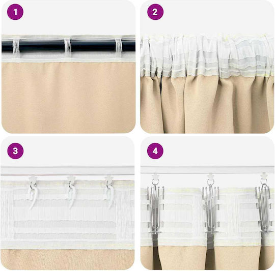 vidaXL Set of Beige Blackout Window Curtains with Pencil Pleat 140x175cm