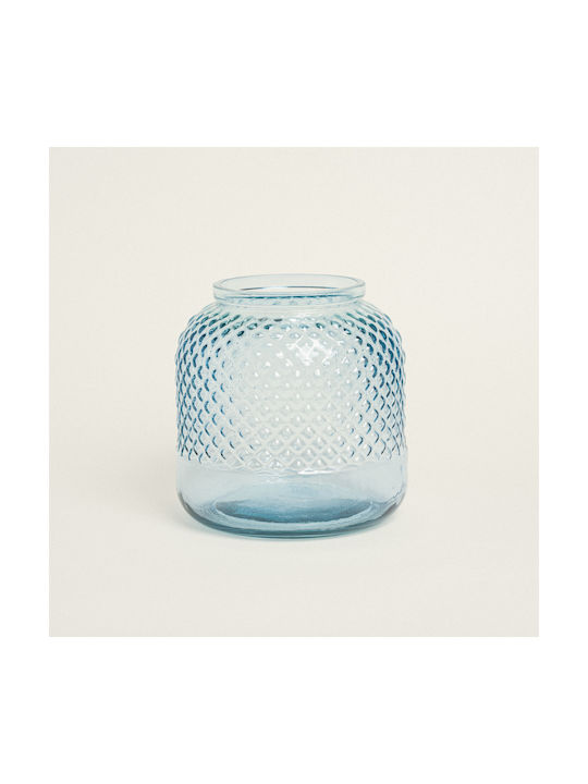 Geprägte Vase 19 x 19 cm Türkis Schönheit Zuhause