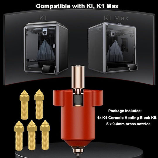 Cap De Imprimare Hotend Creality K1/K1 Max Imprimantă 3D Bloc De Încălzire Tub Din Aliaj De Titan 300°C 5 Duze 0,4 Mm
