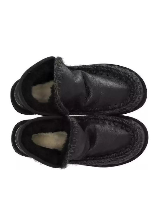 Eskimo 18 Δερμάτινα Γυναικεία Μποτάκια με Πλατφόρμα Μαύρα