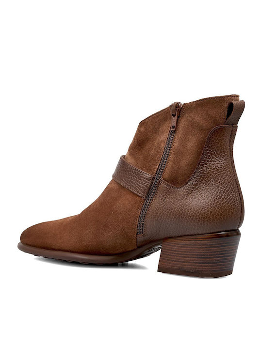 Leather Women's Ankle Boots Tabac Brown