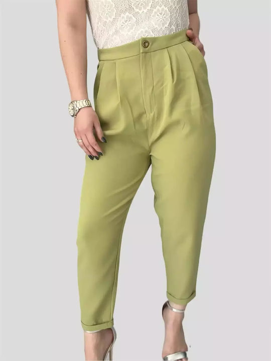 Women's Light Green A-Line Mid-Rise Trousers – Comfort Style Every Moment