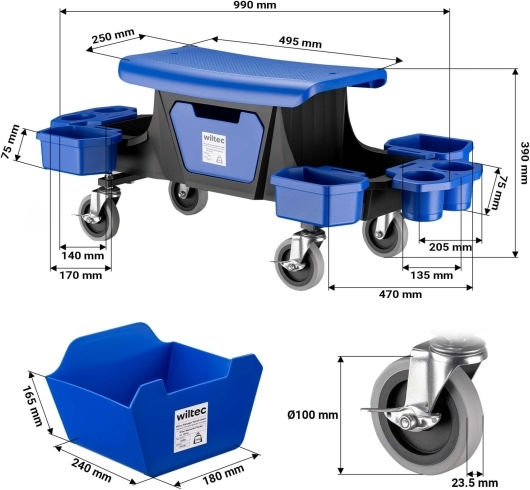 Wiltoc Arbeitshocker mit Maximalbelastung von 150 Kilogramm und Stauraum