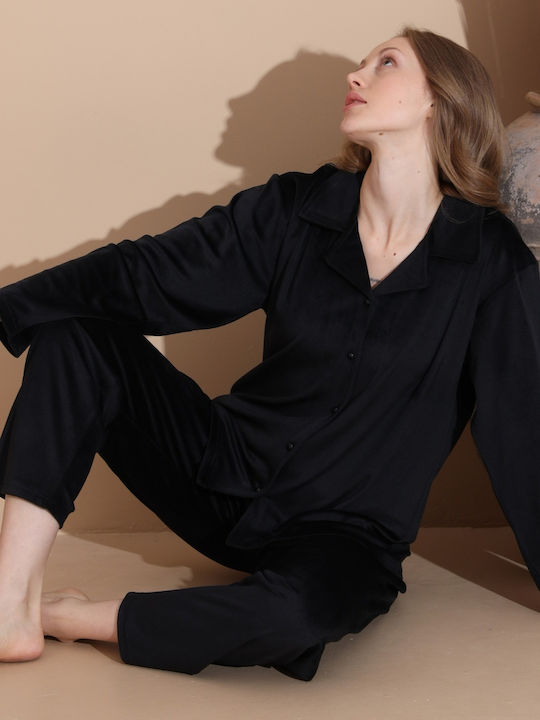 Boyraz Winter Damen Pyjama-Set Black