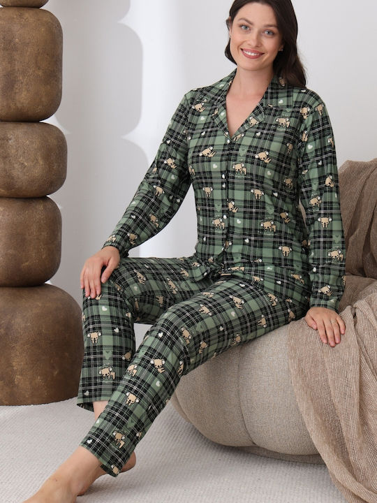 Boyraz Winter Damen Pyjama-Set Green