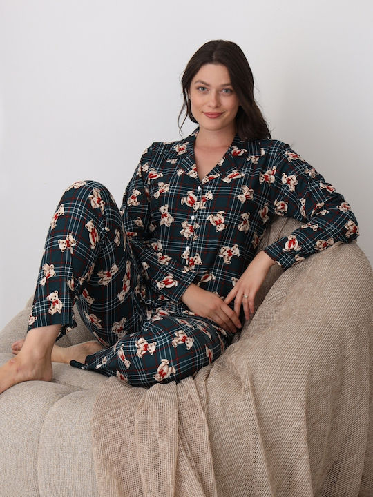 Boyraz Winter Damen Pyjama-Set Green