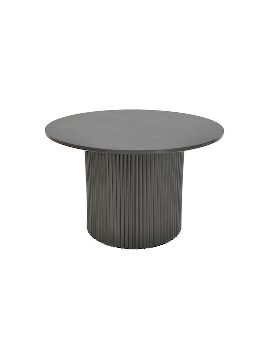 Round Side Table Dovel from Solid Wood Black L70xW70xH40cm.