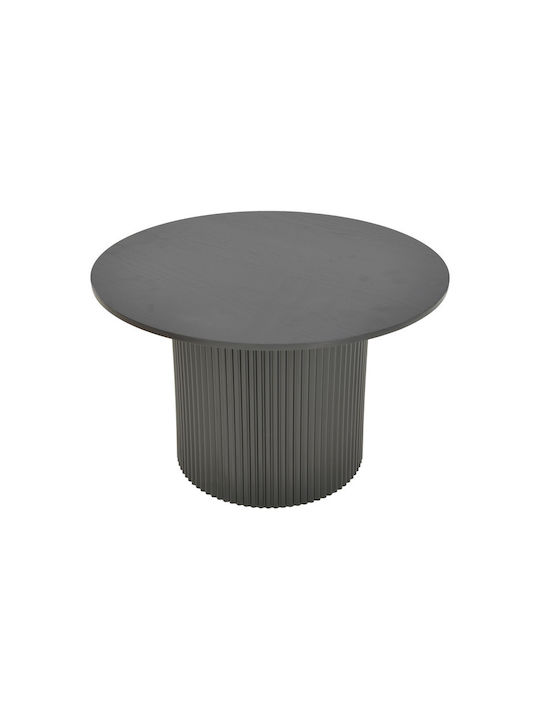 Round Side Table Dovel from Solid Wood Black L70xW70xH40cm.