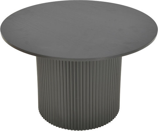 Round Side Table Dovel from Solid Wood Black L70xW70xH40cm.
