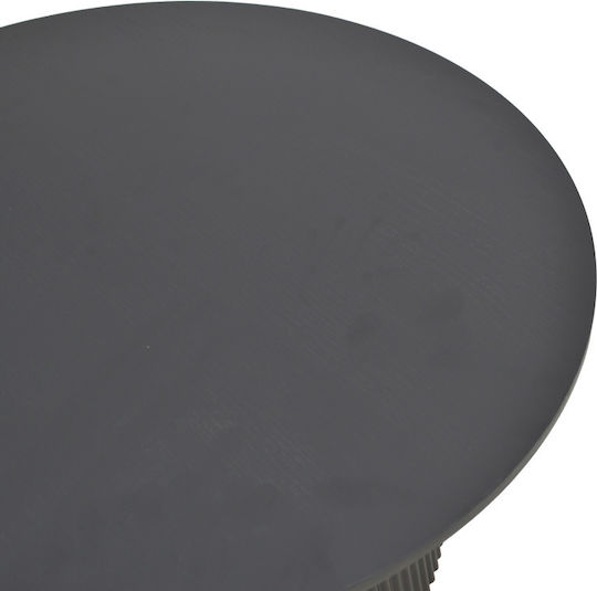 Round Side Table Dovel from Solid Wood Black L70xW70xH40cm.
