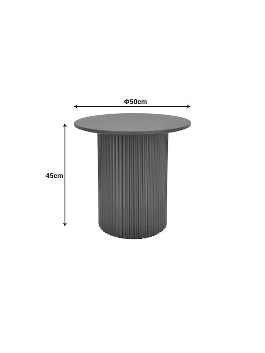 Round Side Table Dovel from Solid Wood Black L50xW50xH45cm.