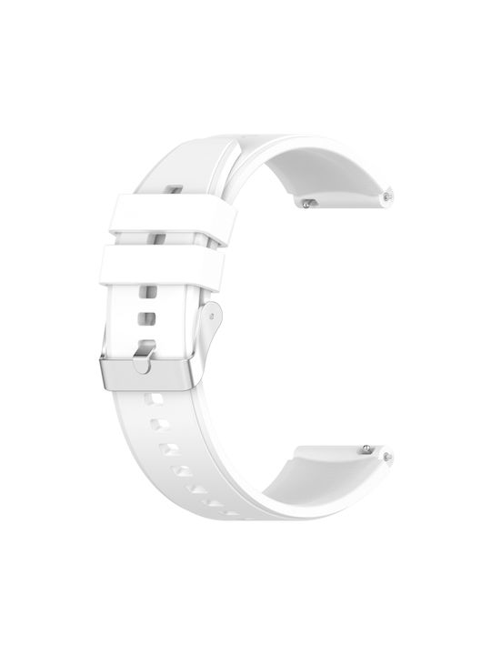 Huawei Watch GT3 42mm 20mm Huawei Watch GT2 42mm Watch 2 20mm Honor Magic Watch 2 42mm 20mm Raised Head Silicone Strap 20mm Silver Buckle White