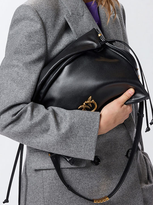 Klassische Leder Damen Beutel Schwarz