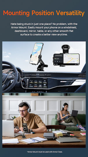 Ulefone Armor Mount Поставка за Мобилен Телефон за Кола с регулируеми куки Черна