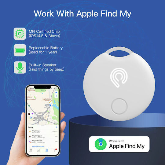 Hyperloq NeoTag Classic Compatible With Apple Find My Light Blue