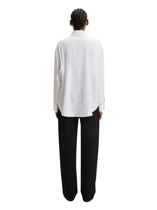 Langärmelig Damen Hemd White