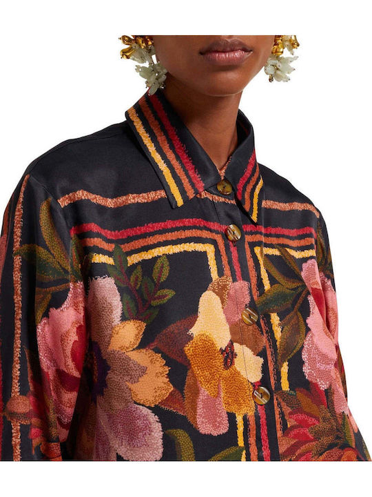 Women's Floral Long Sleeve Shirt Black