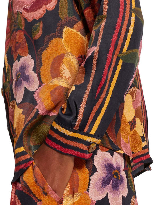 Women's Floral Long Sleeve Shirt Black