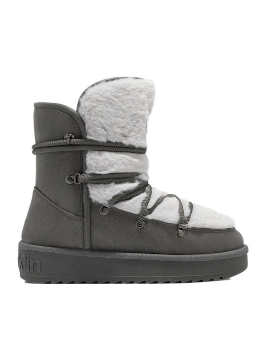 Nordic Trk Women's Snow Boots with Fur Gray