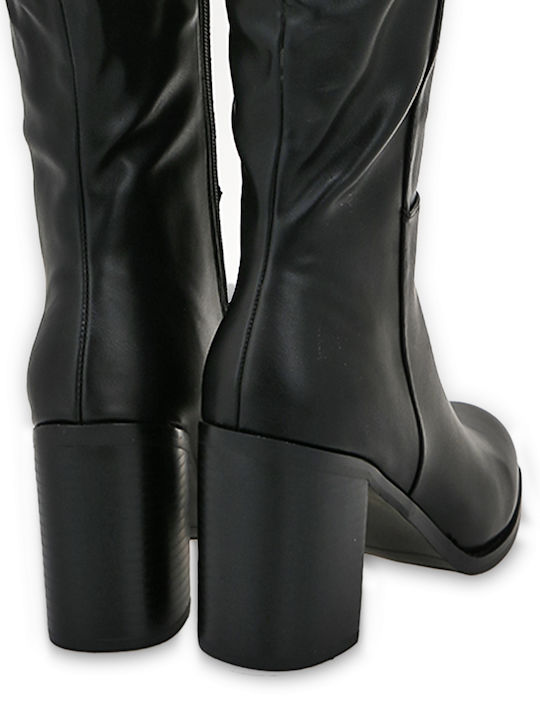 Synthetic Leather High Heel Women's Boots Black