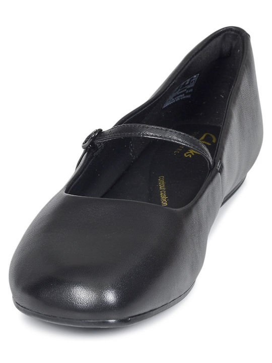 Leather Ballerinas Livia With strap Black